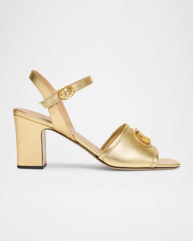 VLogo Signature Metallic Leather Sandals